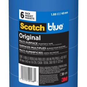 ScotchBlue Original Multi-Surface Painters Tape, 2 Inch Wide (1.88 In. x 60 Yds), 6 Rolls Blue Paint Tape Protects Surfaces & Removes Easily, Masking Tape for Indoor and Outdoor Use (2090-48TP6)