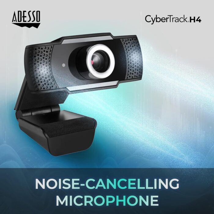 ADESSO CyberTrack H4 Webcam 1080P HD USB Webcam with Built-in Microphone, Black - Image 4